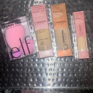 e.l.f. Sponge Trio with Mineral Fusion Foundation & Concealer - Pink